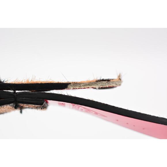 Guess L Genuine Leather Belt Leopard Fur Black Crystal Rhinestone Red - Picture 10 of 12